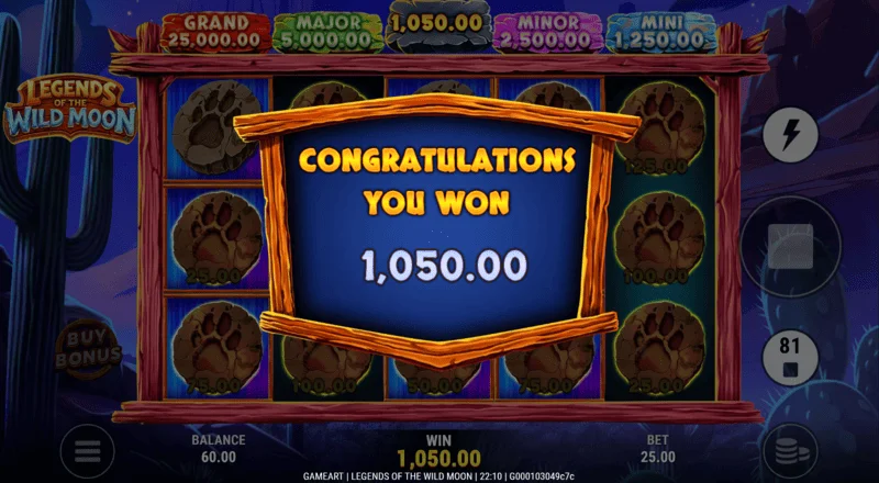 Legends of the Wild Moon - heildarvinningur úr Free Spins
