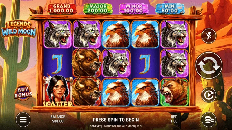 Legends of the Wild Moon - 5x3 leikjaskjár